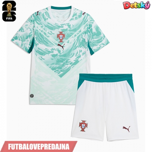 Lacne Dětský Futbalové dres Portugalsko MS 2026 Krátky Rukáv - Preč (+ trenírky)